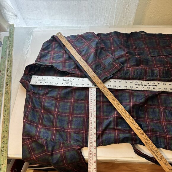 Vtg Saddlebred Plaid Robe Navy Blue Forrest Green One Size 100% Cotton Unisex - Picture 4 of 9